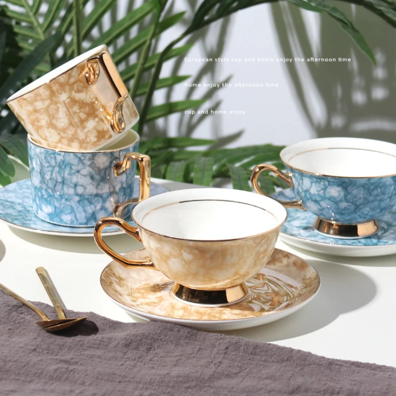 

Europe Noble Bone china Coffee Cup Saucer Spoon Set Luxury Ceramic Mug Top-grade Porcelain Tea Cup Cafe Party Drinkware