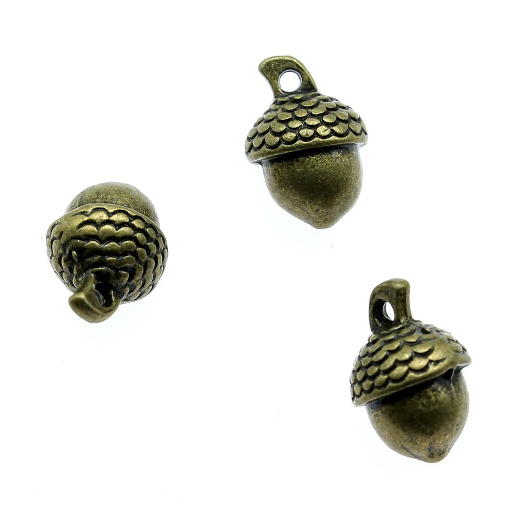 WYSIWYG 10pcs 15x10x9mm Pendant 3D Acorns 3D Acorns Charm Pendants For Jewelry Making Antique Silver Color 3D Acorns Pendants