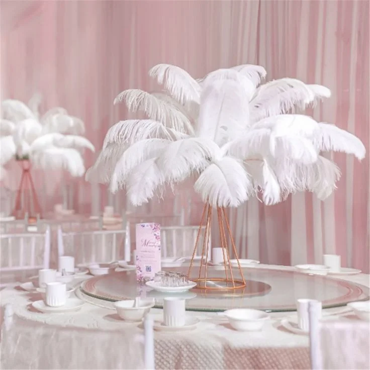 10Pcs White Ostrich Feathers for Crafts Home Party Wedding Decor Natural 15-55cm Ostrich Plumes Table Centerpiece Decoration