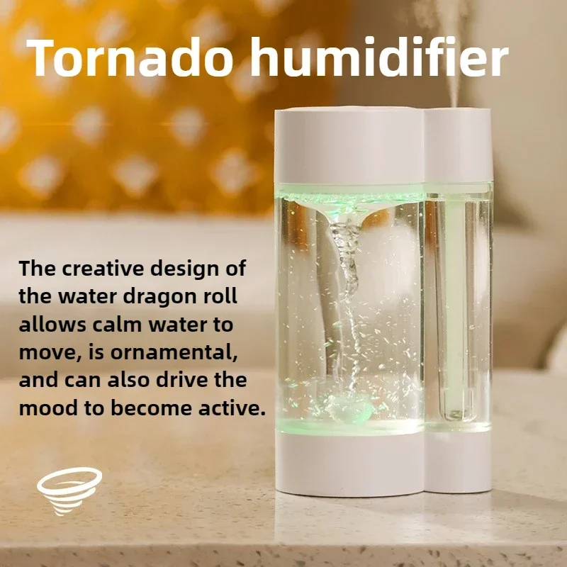 0.5-1 L Water Tornado Dragon Humidifier 5W Air Humidifier Home Office USB Plug-in Colorful Ambient Light Countertop Decoration