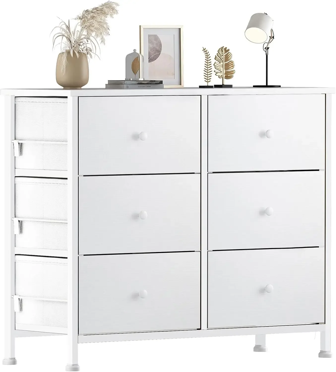 White Dresser for Bedroom 6 Drawer Organizers Fabric Storage Chest Tower Small Dressers Unit for Closet Nursery Hallway