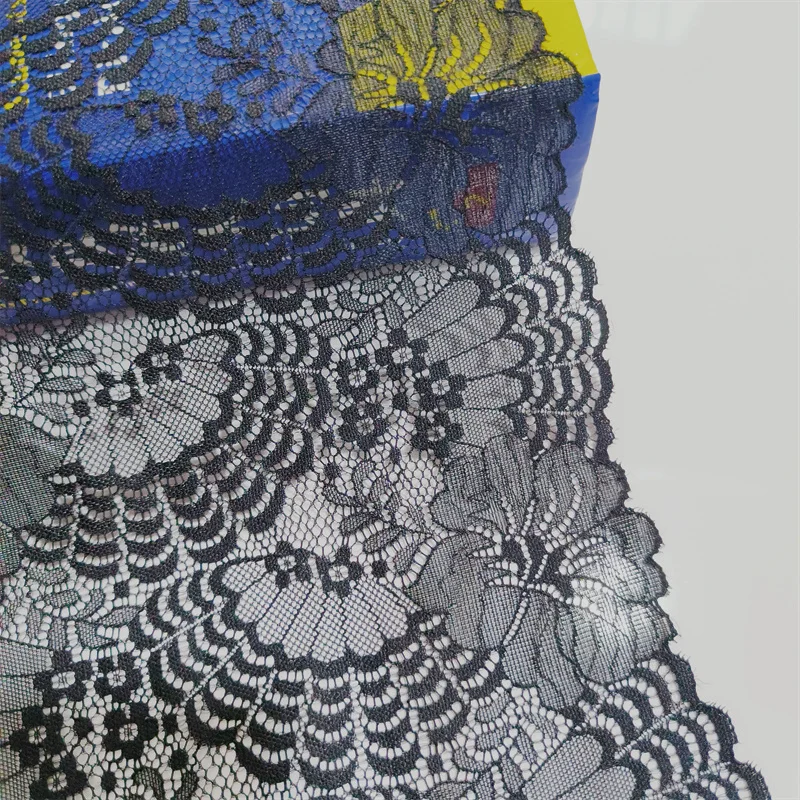 2023 22CM Black Wide Elastic Mesh Lace Embroidery Knitted Fabric For Dress Sewing Accessories Used On Dress And Clothes