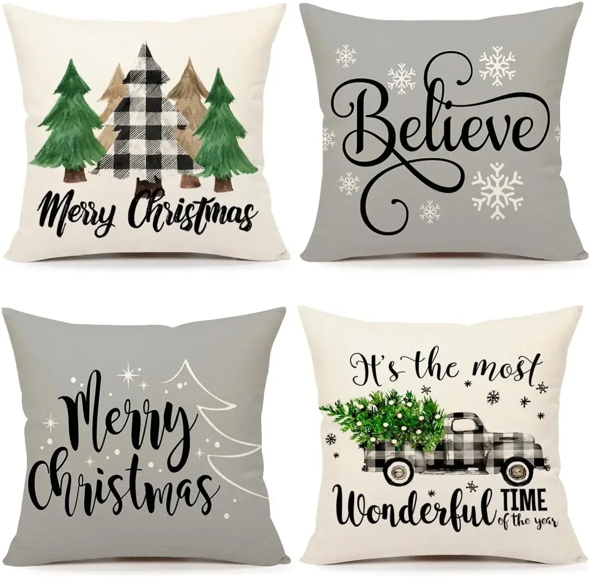 

Buffalo Check Christmas Cushion Cover Black White Farmhouse Xmas Decorations Winter Holiday Decor Throw Cushion Case for Home