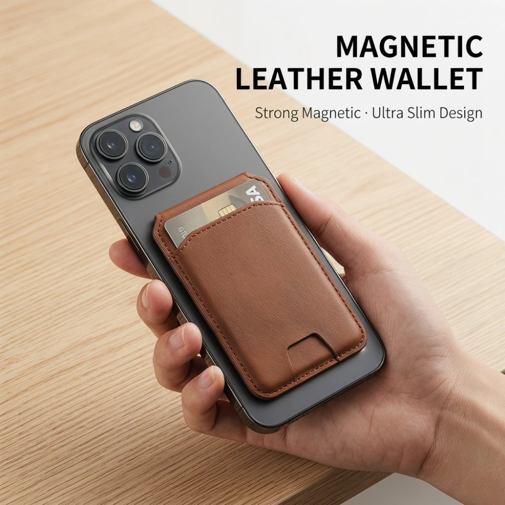 Für MagSafe Zubehör: Magnetische Lederhülle für iPhone 17, 16, 15, 14, 13, 12 Pro Max – Handytasche mit 3 Kartenfächern