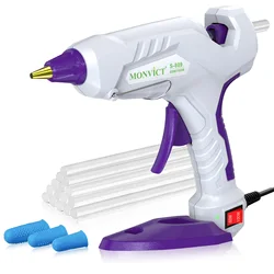 60/100W Hot Glue Gun, Full Size Dual Power Glue Gun Base Stand Kit with 15 Pcs 11x150 mm Glue Sticks and 3 Finger Protectors