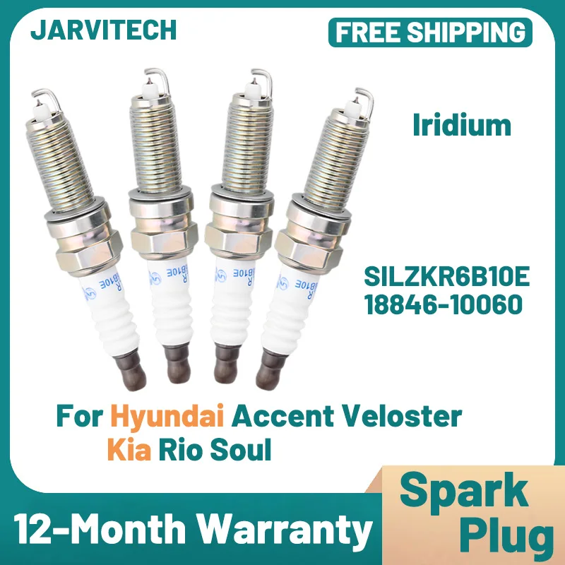

New Iridium Spark Candle Plugs 93815 SILZKR6B10E for Hyundai Accent Veloster 1.6L Kia Rio Soul 2.0L 18846-10060