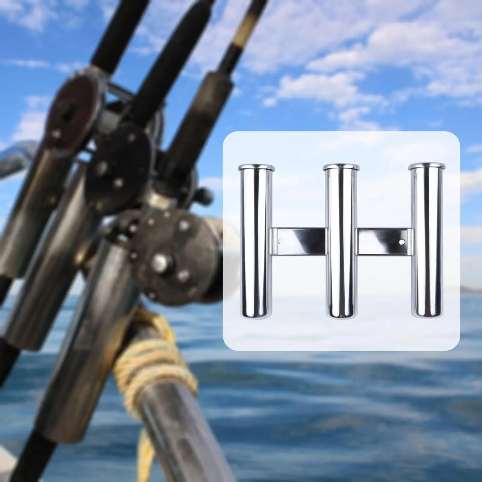 

Stainless Steel Fishing Rod Holder Triple Tube Rod Rack Vertical Boat Accessory for Marine Yacht Fishing