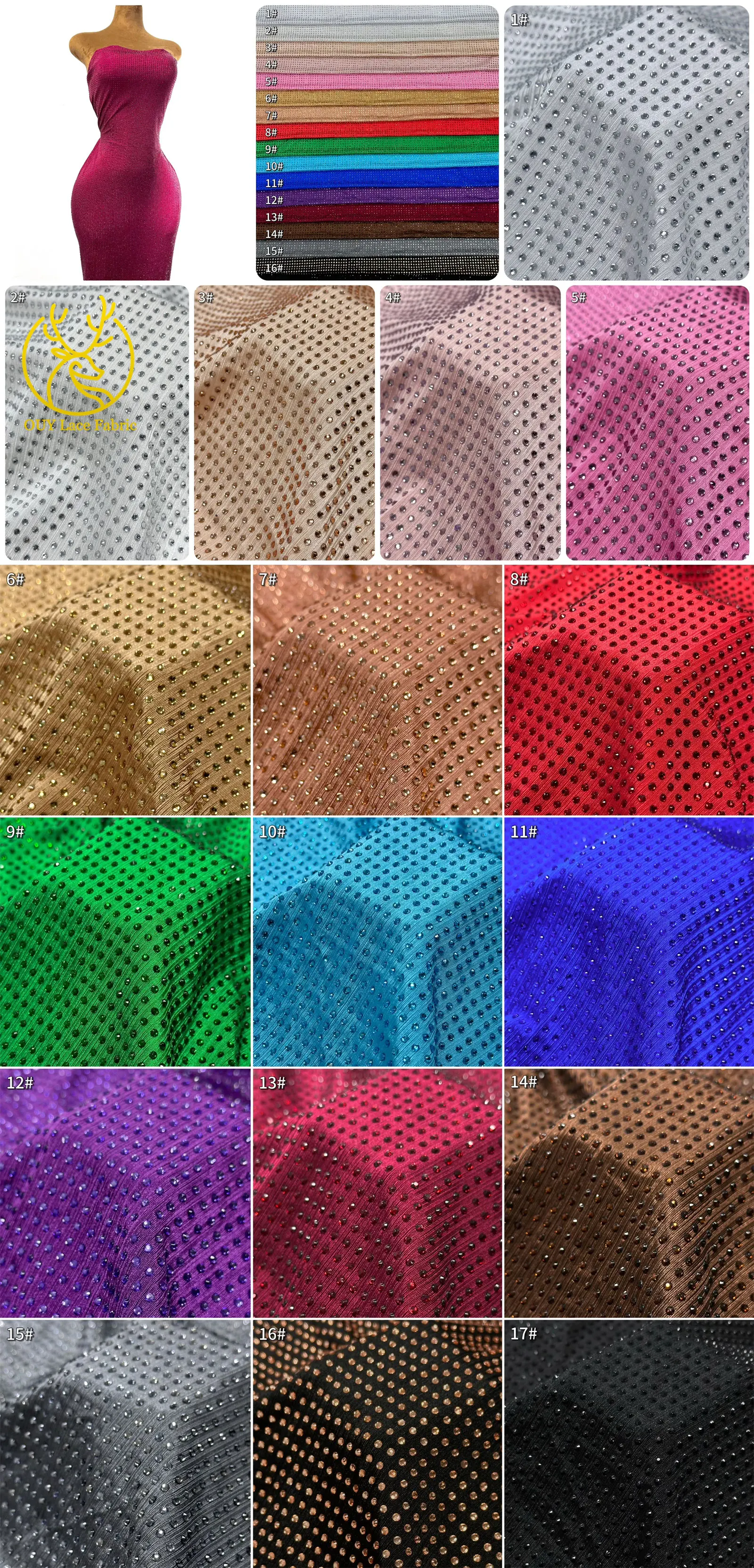 2025 Latest Luxury Water Diamond Head Elastic Fabric High-end Sparkling Embellishment Suitable for Women's Party Evening Dresses