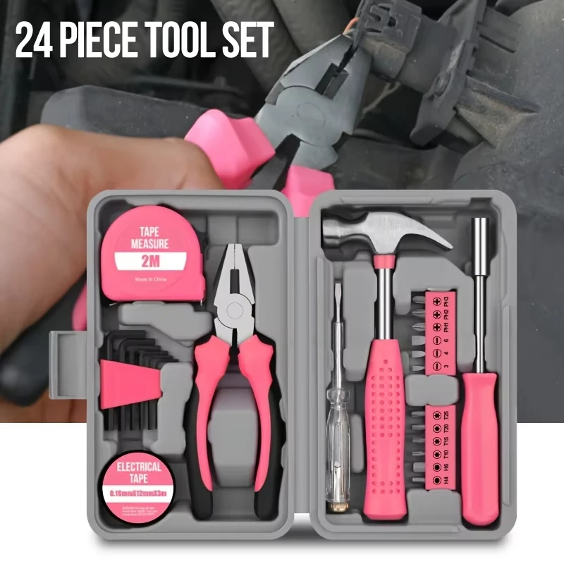 Basic Tool Set 13/24-Piece Set with Storage Toolbox Compact Home Tool Kit Ideal for Beginners Women and Students Easy to Carry
