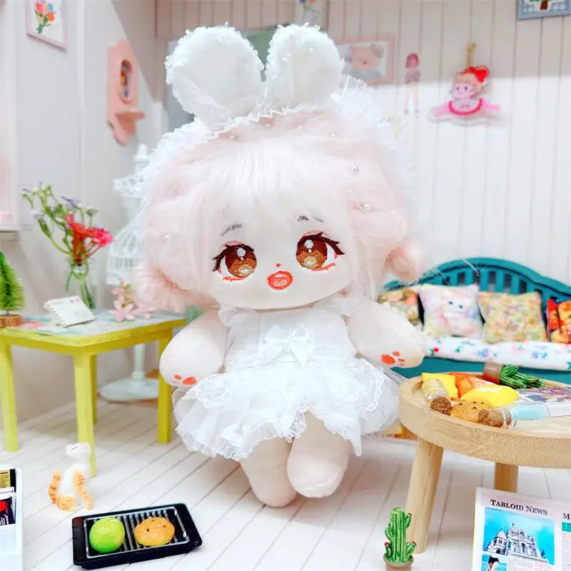 10-20cm Cute Wear White Wedding Dress Suit Idol Girls Cotton Soft Doll for  DIY Clothes Accessory for Girls Fans Collection Gift