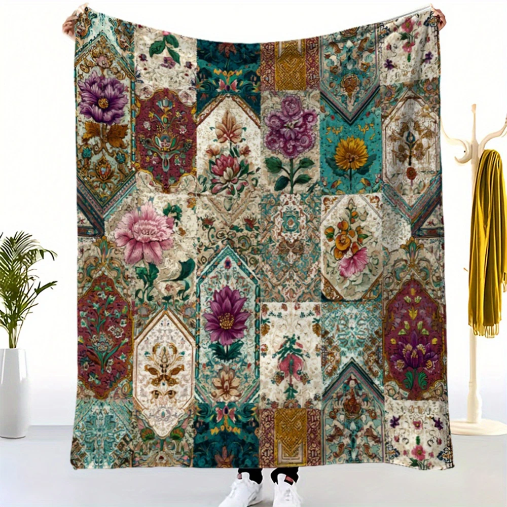 

Colorful Floral Patterned Throws Blanket , Warm and comfortable throw blanket sofa bed sofa camping trip, the best gift.