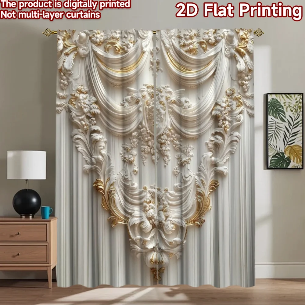 

1pc 2D flat Photography Backdrop Party Backdrop Gold Floral Motif 100% Polyester Festive Wall Decor Perfect for Holiday home