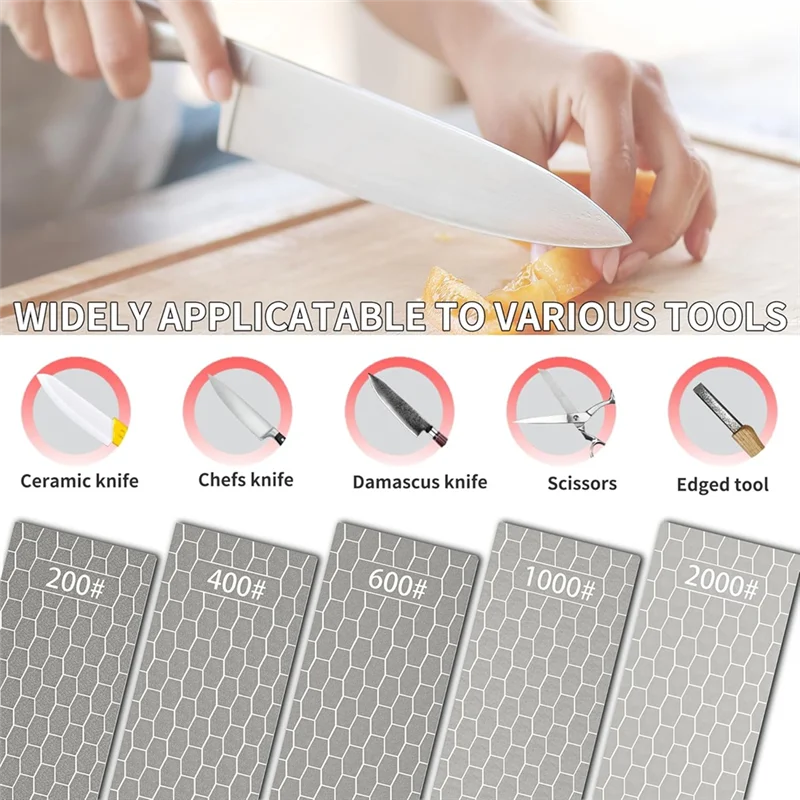 مجموعة حجر المشحذ Trenddiamond لعام 2025، أقراص شحذ مع ألواح سطحية على شكل قرص العسل، خشنة إلى دقيقة جدًا 200/400/600/1000/2000 حبيبة