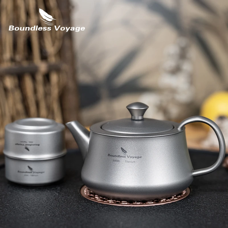 Boundless Voyage Titanium Kettle 300ml Portable Teapot Reusable Travel Camping Coffee Tea Kettle