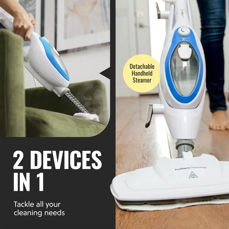 Steam Mop Cleaner 10-in-1 with Convenient Detachable Handheld Unit,Pet Friendly Steamer Whole Use by PurSteam World Best Steamer