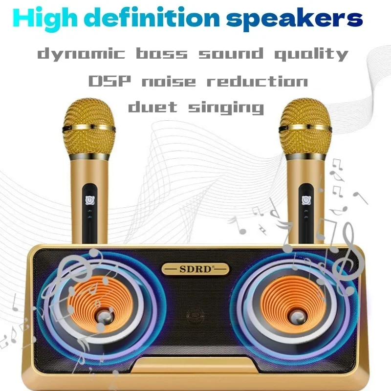 

SDRD 301 Wireless Karaoke speaker Outdoor Portable Bluetooth Speakers HIFI Subwoofer with Dual microphone Boom box Caixa De Som