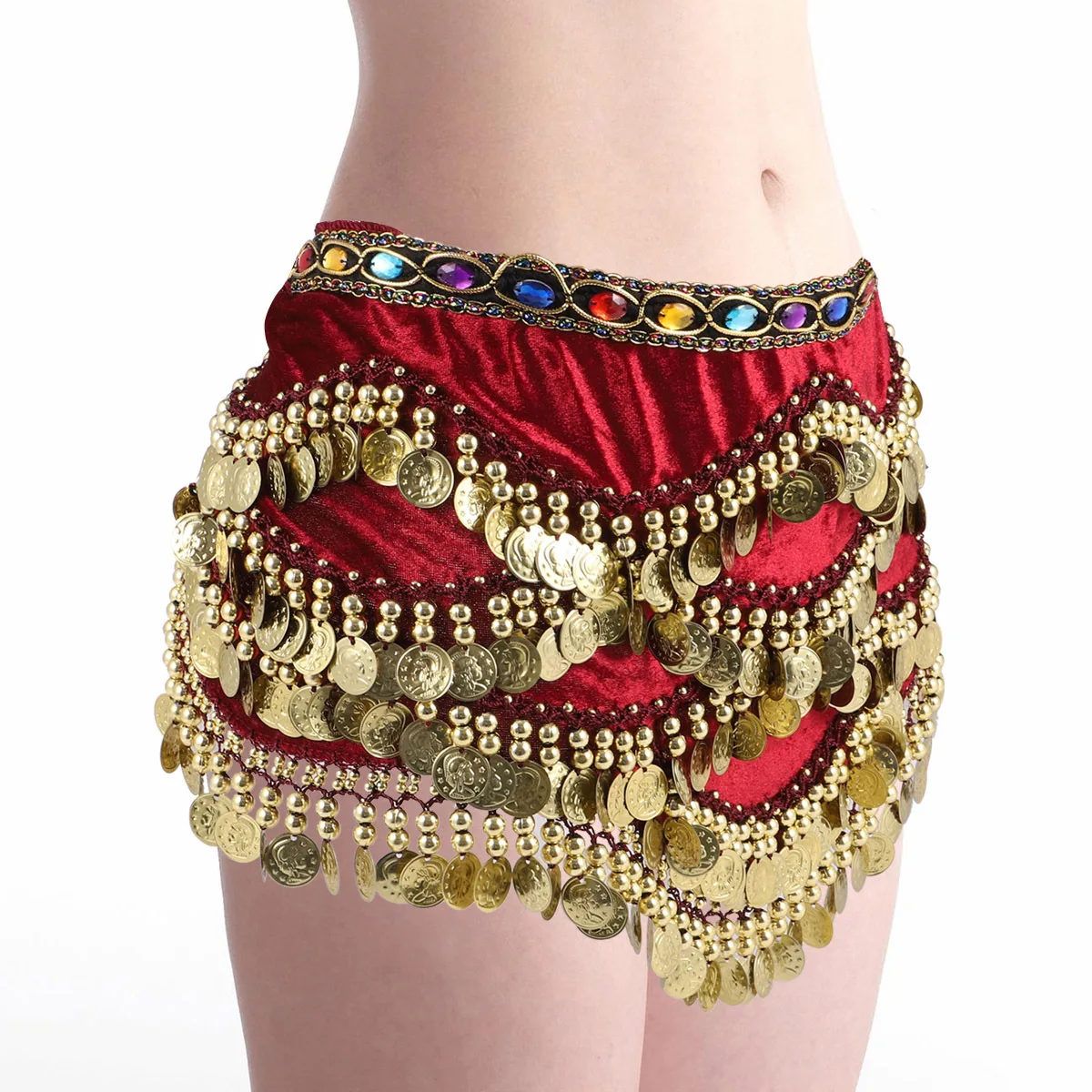 Buikdans Hippe Sjaal Wrap Donkere Munten Vrouwen Rok Duurzaam Comfortabel Prestaties Praktijk Mode Accessoire