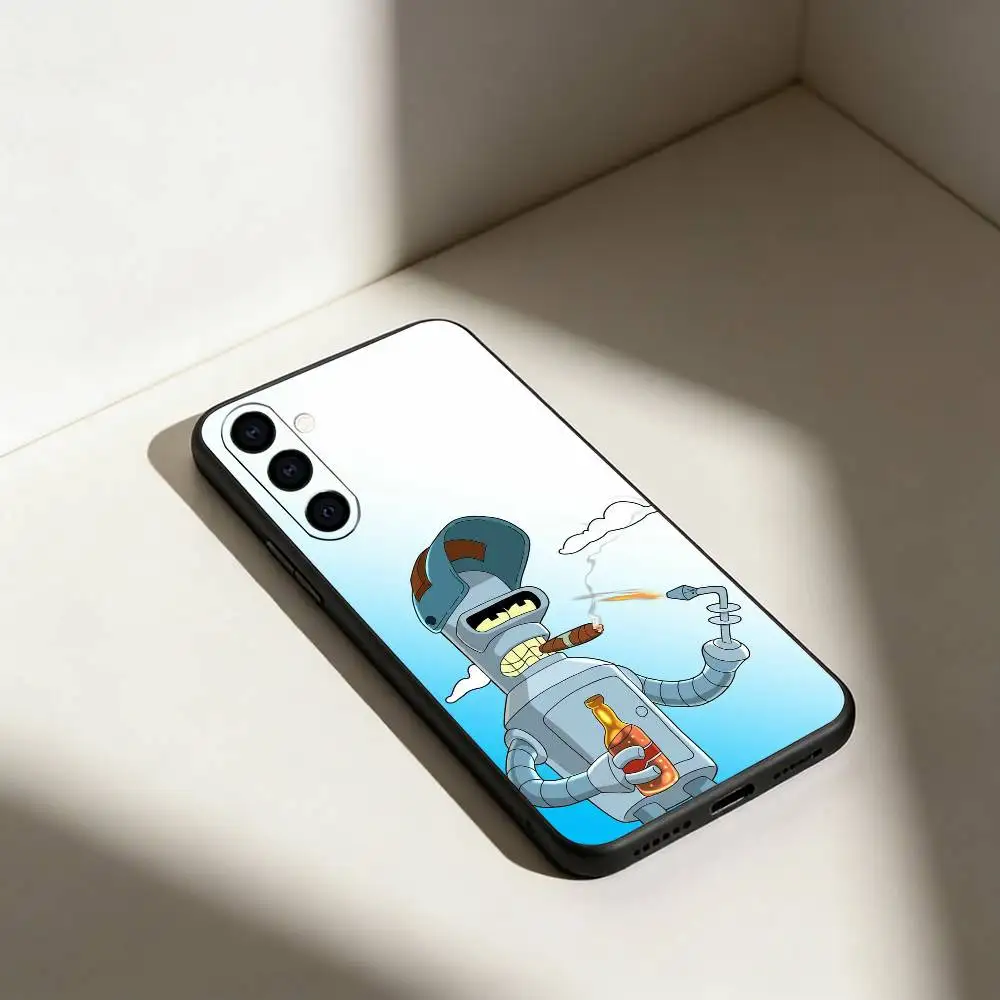 حافظة هاتف F-Futurama B-Bender لهاتف سامسونج جالاكسي A91,80,73,72,71,53,52,32,31,22,21s,20، حافظة سوداء ناعمة