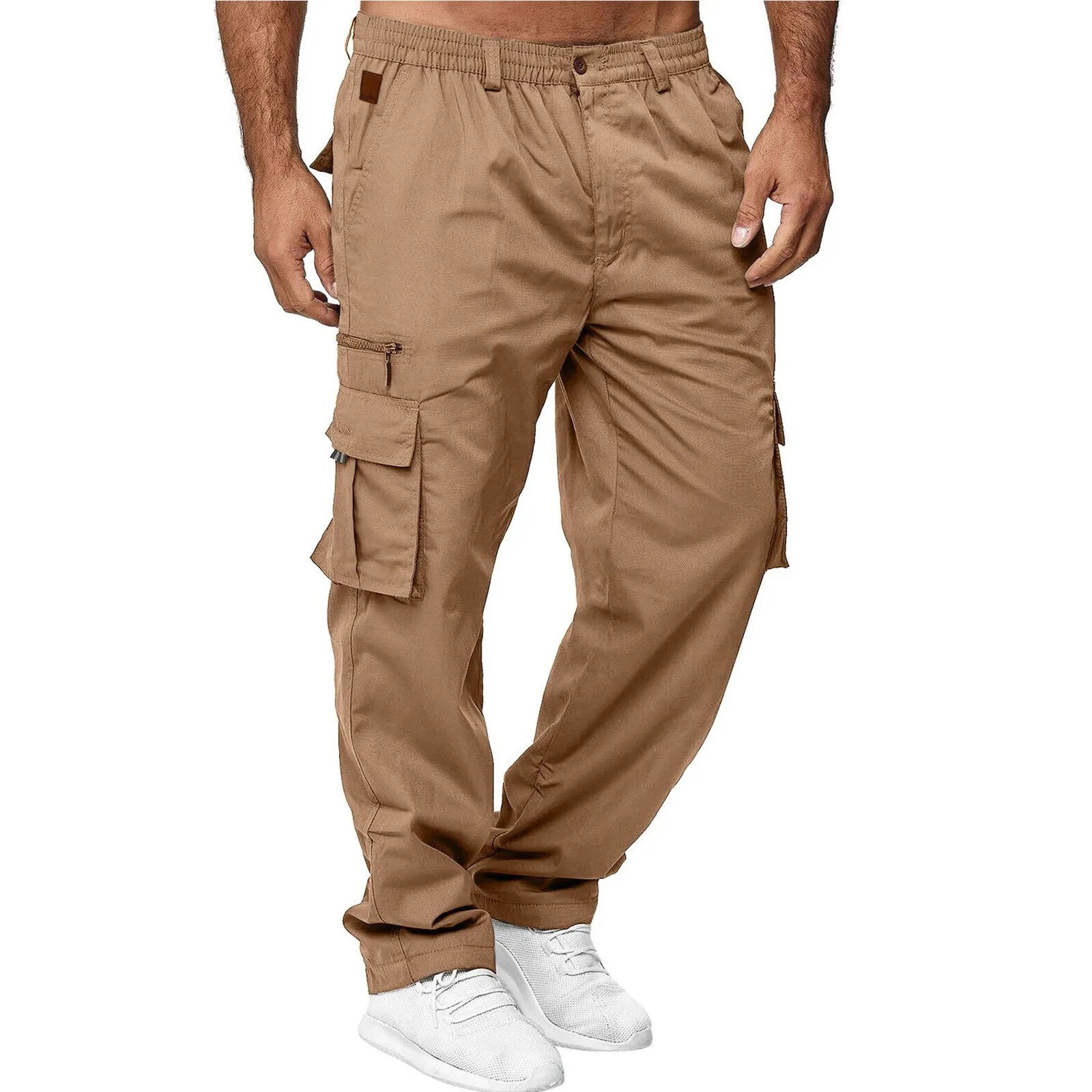 2023 Men's Fashion Muti Pockets Sweatpants Cargo Pants Casual Baggy Streetwear Men's Handsome Solid Color  Long Trousers