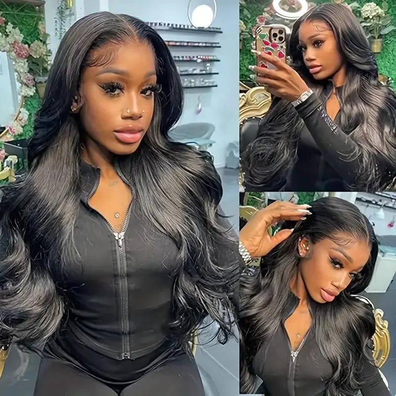 150 Density Natural Black 13x6 Lace Frontal Wig 26 Inches Body Wave Pre-Plucked Water Wave For Women Human Hair Wig