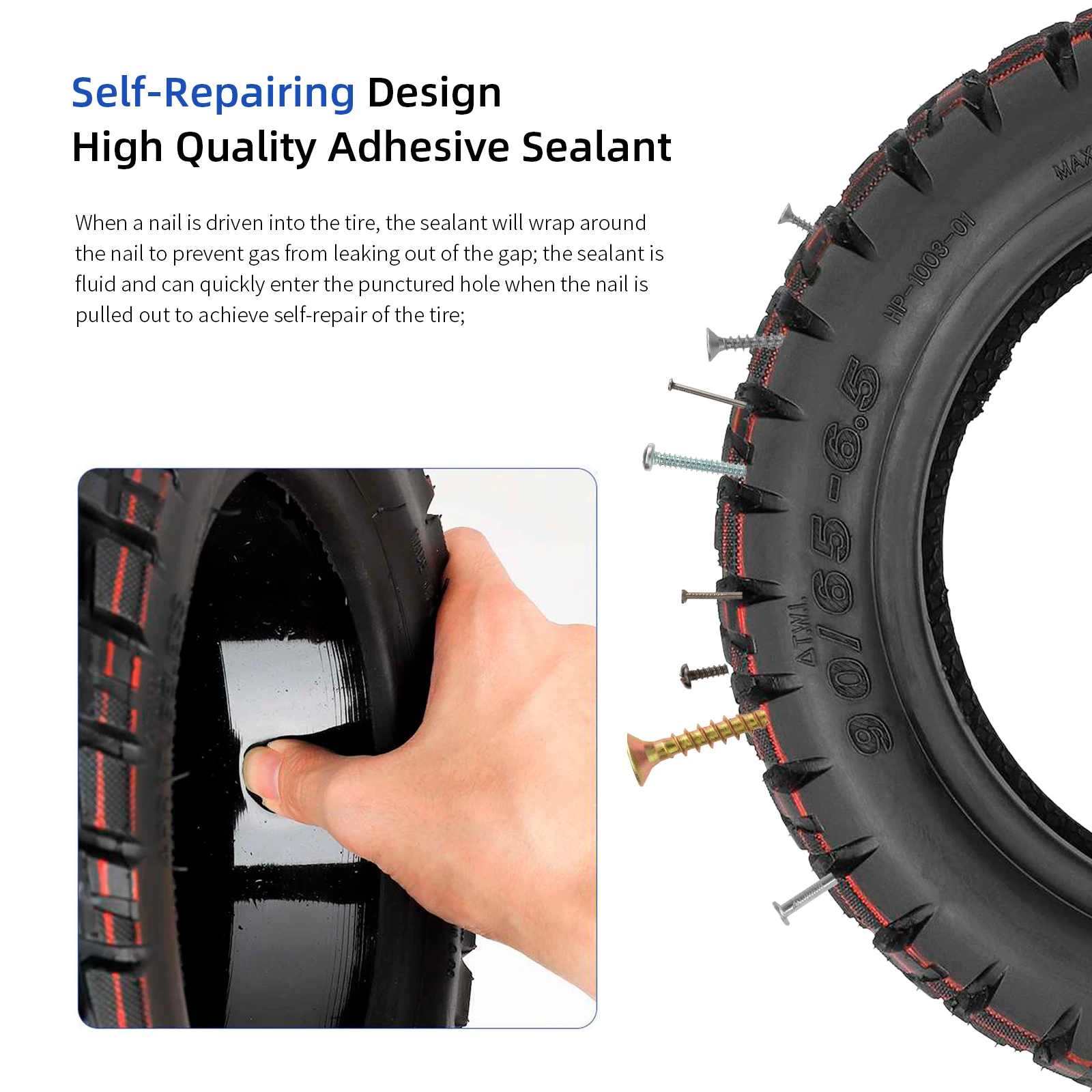 Ulip 90/65-6.5 Off-road Self-Repairing Tubeless Tyre With Goo For Dualtron Thunder Speedual Plus Zero 11X Electric Scooters