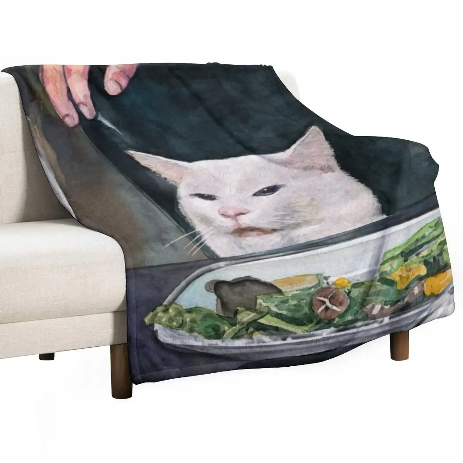 New Woman Yelling at Cat Meme-2 Throw Blanket Soft Big Multi-Purpose Flannels Blankets