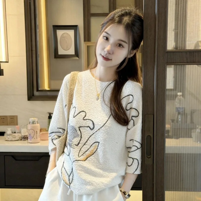 Miyake Pleated T-Shirt Original 2026 New Summer Fashion Pleated No-Hole Print Top Batwing Sleeve Casual Loose Slimming Women