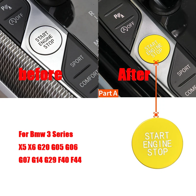 بدء ووقف استبدال زر ، مفتاح الإشعال ، اكسسوارات السيارات الداخلية ، بي ام دبليو 3 سلسلة ، X5 ، X6 ، G20 ، G05 ، G06 ، G07 ، G14 ، G29 ، F40 ، F44