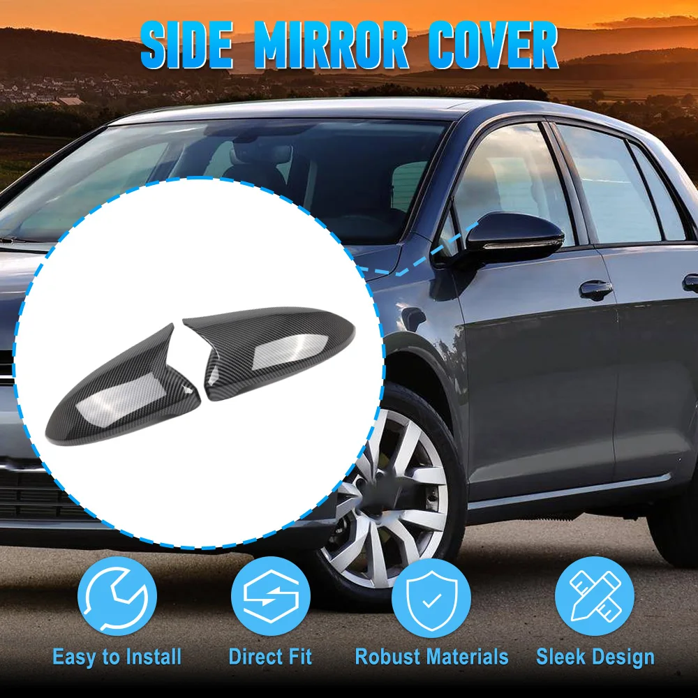 

2Pcs Car Door Side Wing Rearview Mirror Cover Cap For VW Golf GTI Golf R E-Golf 2015 2016 2017 2018 2019 Carbon Fiber Black