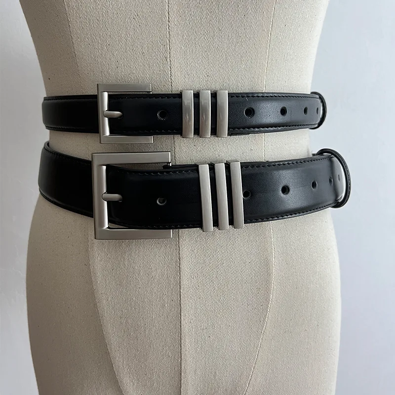 2026 black real leather waist belts adult unisex three layer metal buckle designer belt cinto masculino de luxo cowskin cinturon