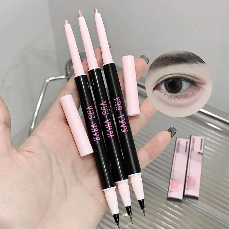 Crayon ver à soie à Double extrémité, surligneur et stylo correcteur imperméable, longue durée, scintillant naturel, crayon fard à paupières, bâton de maquillage