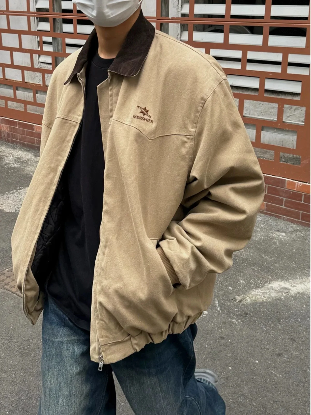 

American Retro Embroidered Workwear Jaet Loose Casual Collar Spring Autumn Street Trend Pure Cotton Men's Faion Jaet