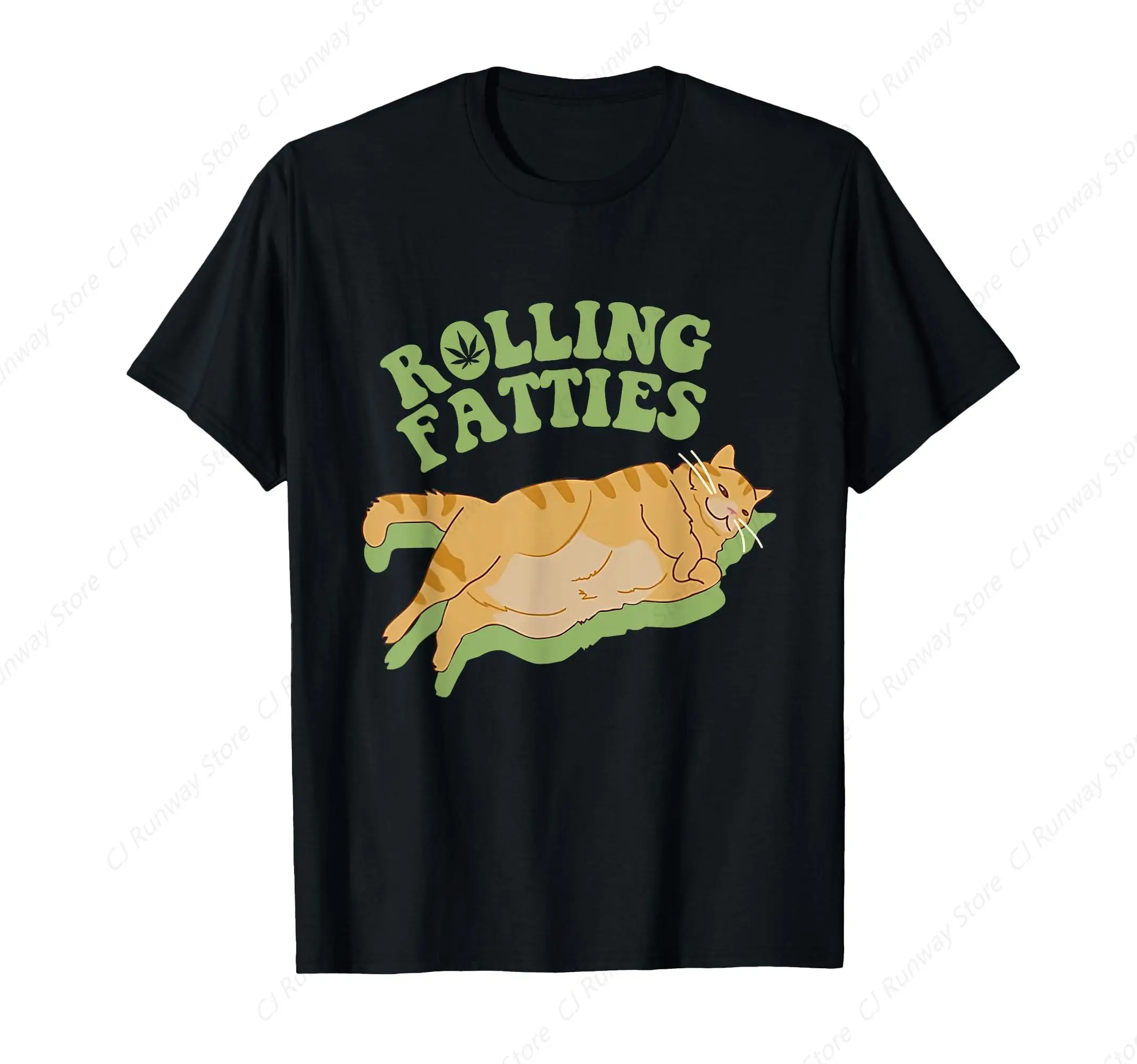 Rolling Fatties Adorable Cat Feline Weed Kitten T-Shirt Cotton Shirt