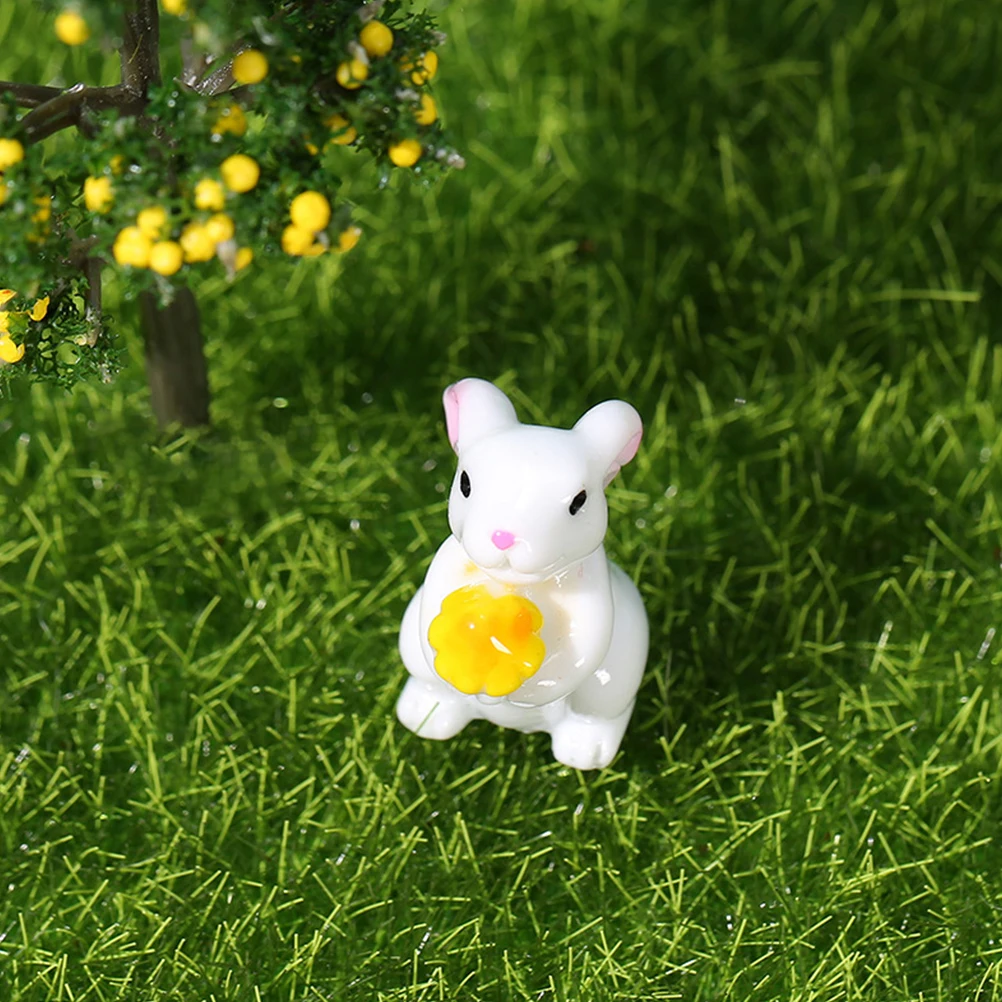 

12pcs Micro Landscape Rabbit Resin Animal Statue Decoration Cute Mini Bunny Desktop Garden Ornament Micro Miniature For Home Car