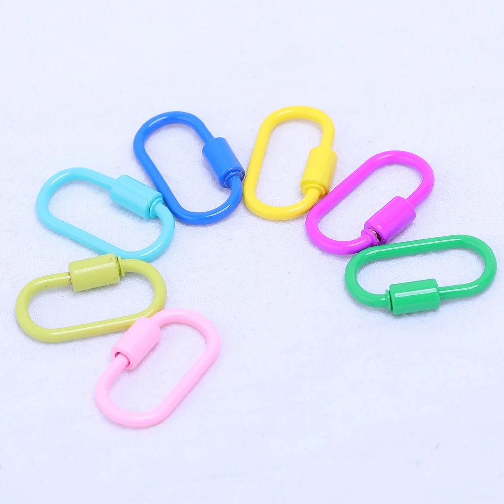 Juya 2Pcs/Lot Wholesale Handmade Resin Enamel Oval Star Love Heart Pendant Carabiner Screw Lock Clasps Accessories Supplies