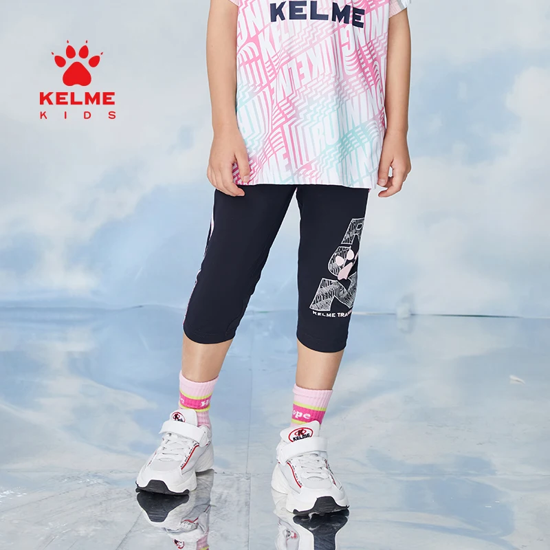 

KELME KIDS Children's Clothing Girls Stretch Cropped Pants Summer Fashion Casual Sports Leggings 5225DD4032