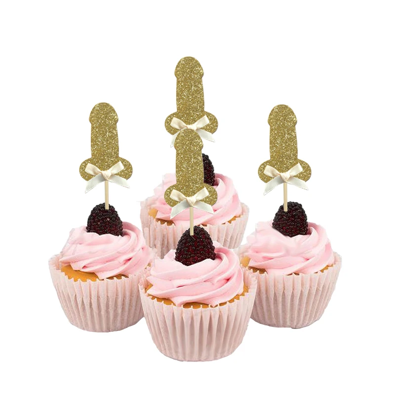 10pcs Glitter Willy Penis Cupcake Toppers Party Wedding Bridal Shower Bachelorette Party Cake Decoration Hen Night Party Supplie view 6