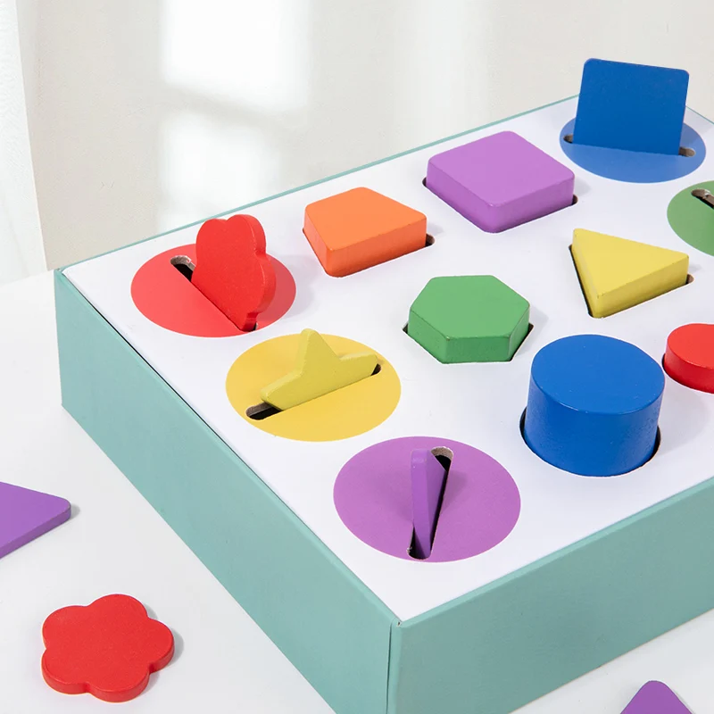 Boîte de tri à 12 fentes : pratique de correspondance de formes, de codage de couleur et de fente vide - Super amusante pour les enfants pour construire des compétences cognitives et Orga