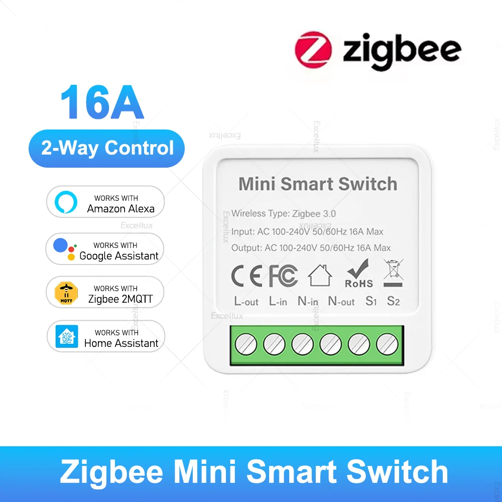 ZigBee 3.0 Mini Smart DIY Schalter 2-Wege-Steuerung Smart Home Breaker Relais 16A Sprachsteuerung mit Alexa Google Home Unterstützung Z2M