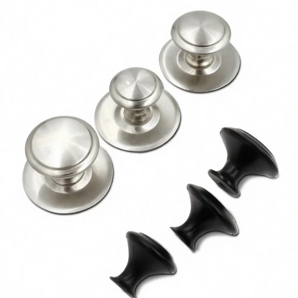 Luxury Matte Black Mushroom Cabinet Knob Solid Stainless Steel Drawer Pull Handle Minimalist Furniture Hardware For Home Decor