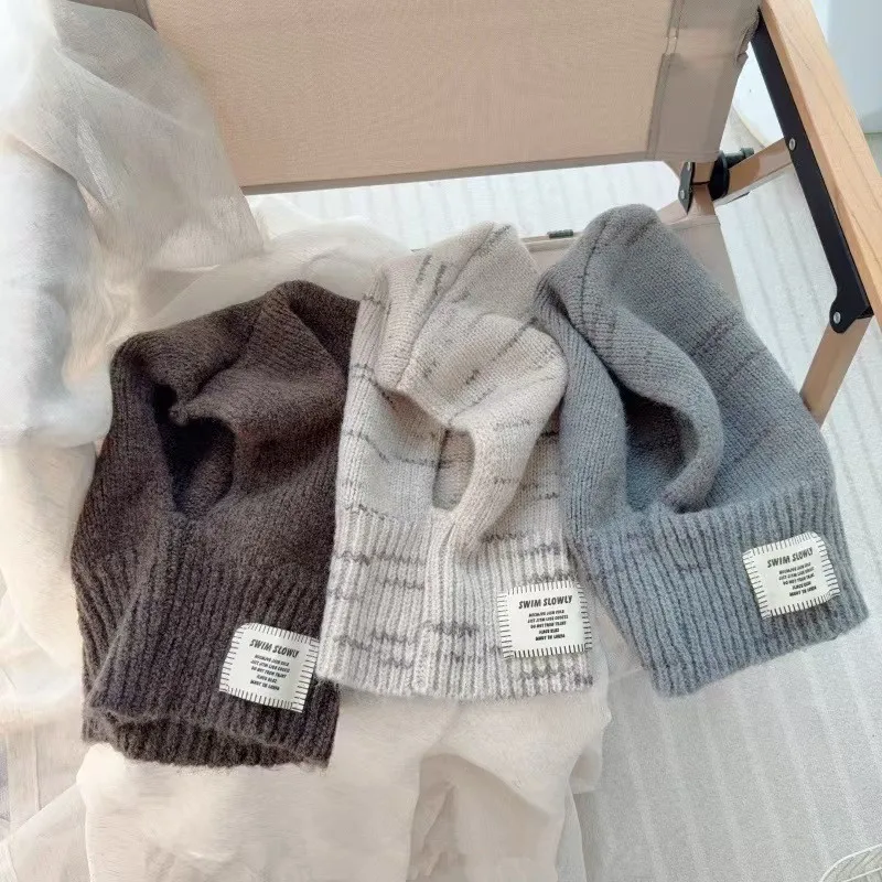 

Kids Balaclava Hats Winter Scarf Gloves Children's Knitted Beanies Caps Windproof Warmer Boys Girls Mask Hooded Hat Ski Bib Cap