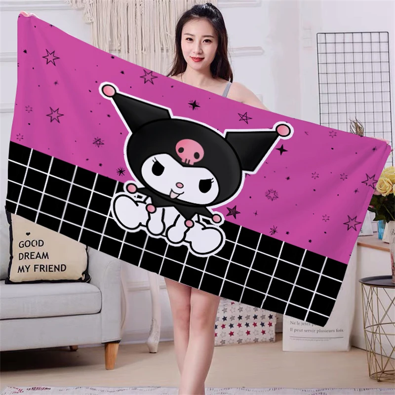 

Sanrio New Cartoon Kuromi Hello Kitty My Melody Cute Beach Towel Microfiber Bath Towel Anime Character Absorbs Water and Quickly