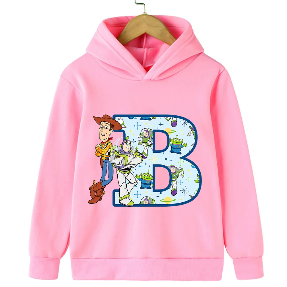 Toy Story  Letter ABCD Hoodies Woody Buzz Lightyear Children Pullover Disney Casual Clothes Kids Sweatshirts for Girl Boy Tops