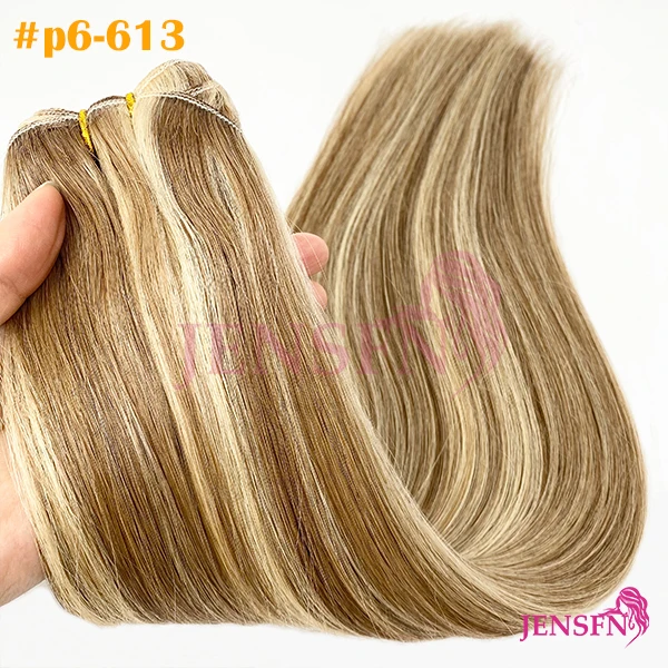Jensfn Steil 100% Echt Menselijk Haar Inslag Bundels Extensions 50 G/stks 16 "-24" Remy Natuurlijk Haar Naaien In Weaves Bruine Blonde Kleur