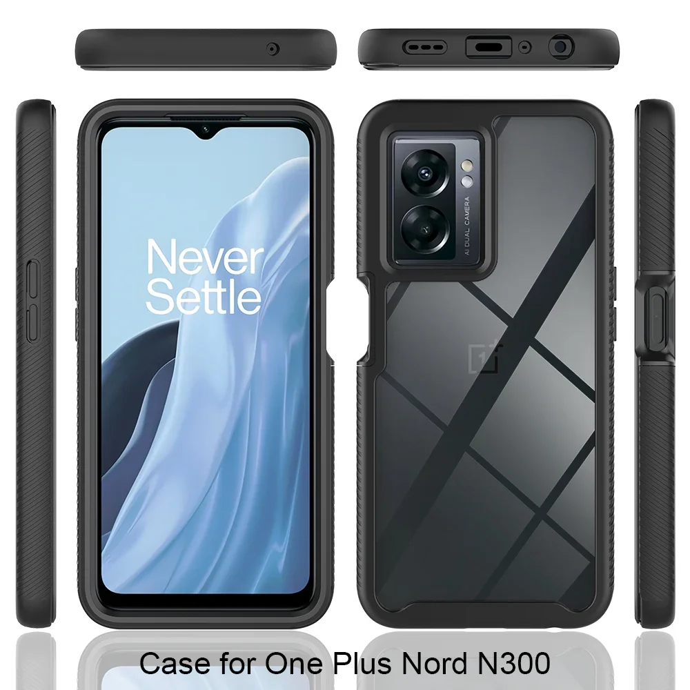 Hybrid Rugged Armor Shockproof Case For OnePlus Nord N300 N20 SE N200 10T 5G TPU Frame Hard Plastic Transparent Back Cover