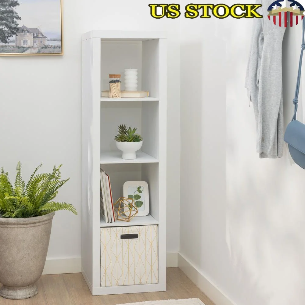 4 Cube Vertical Storage Organizer Multi Functional Open Back Design Easy Assembly Ideal Living Room Office Playroom Modern