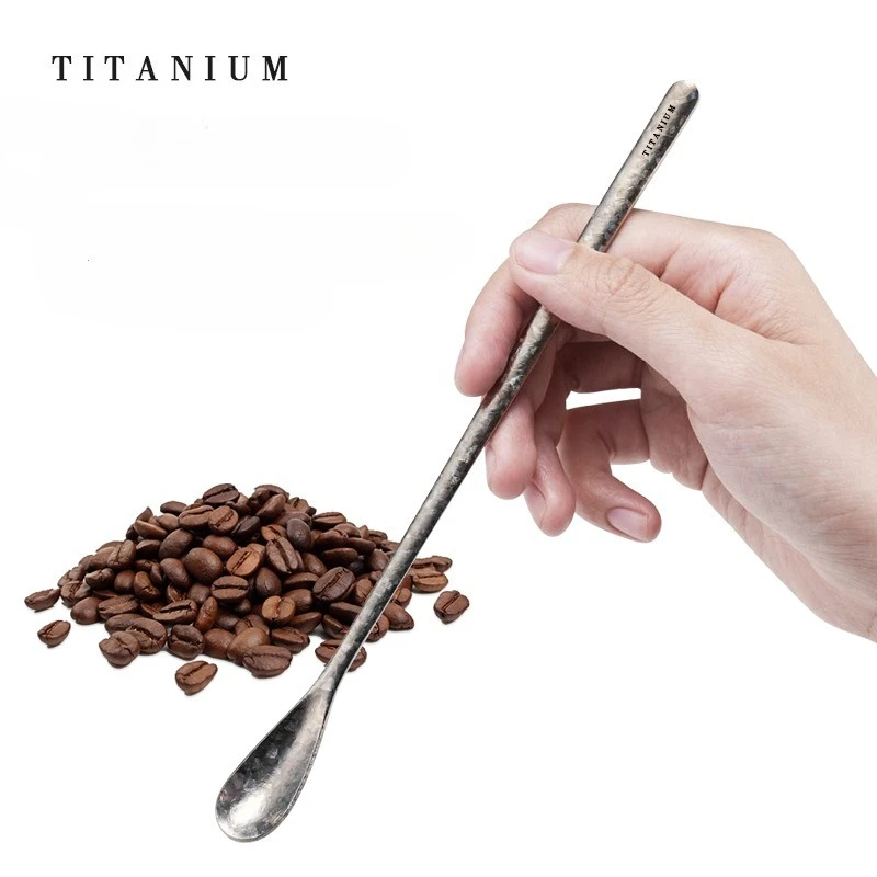 

Pure Titanium Stirring Spoon Long Handled Fruit Juice Coffee Milk Household Spoon Seasoning Powder Stirring Rod Tableware New