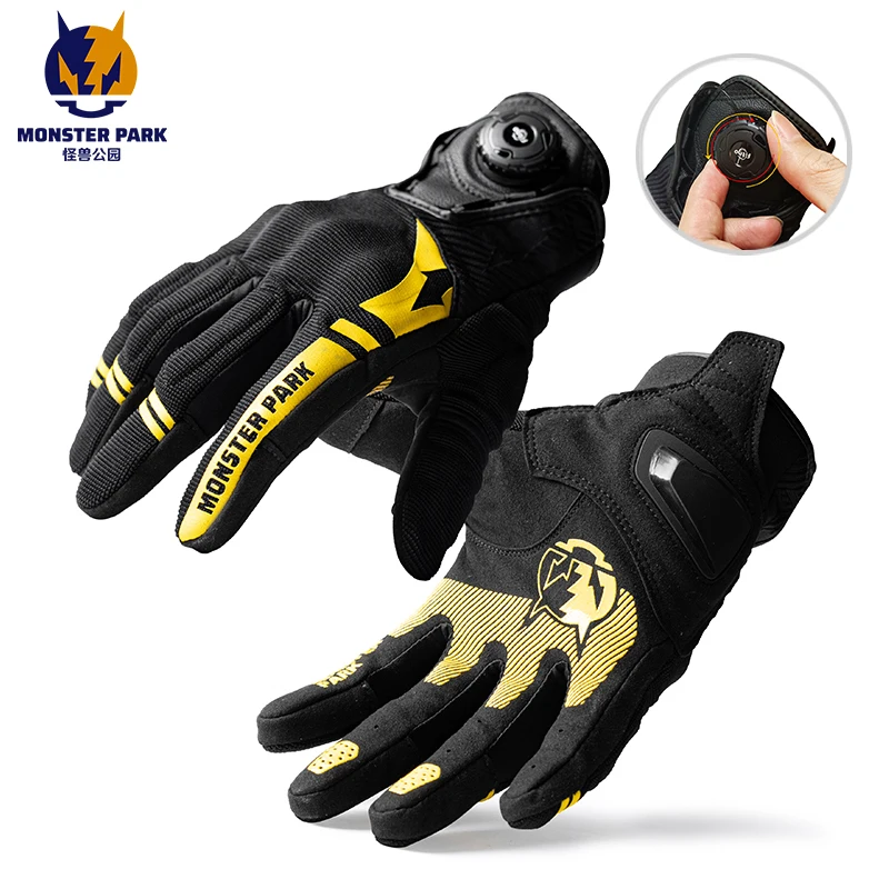 

MONSTER PARK Motorcycle Gloves For Men Knob Adjust Ridding Gloves Touch Screen Guantes Moto Motocross Full Finger Gloves Summer