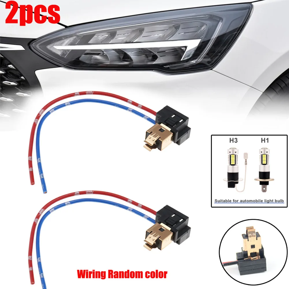 Car Light Socket Harness, Plastic and Metal Material, H1 H3 Socket Types, Pre Wired for Easy Installation, 2PCS