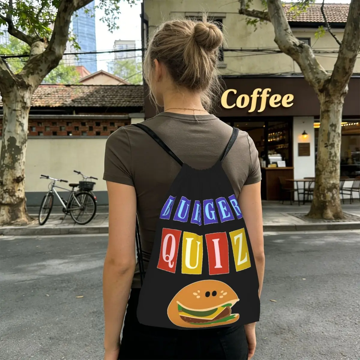 Burger Quizz New Logo Backpacks Fashion Drawstring Bags Sports Bag Book Bags for Man Woman School